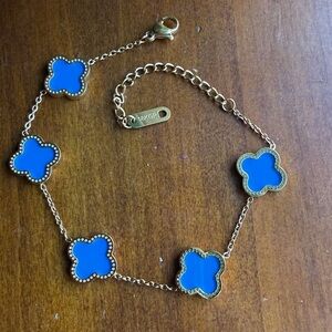 Clover Style Bracelet - Gold - Blue